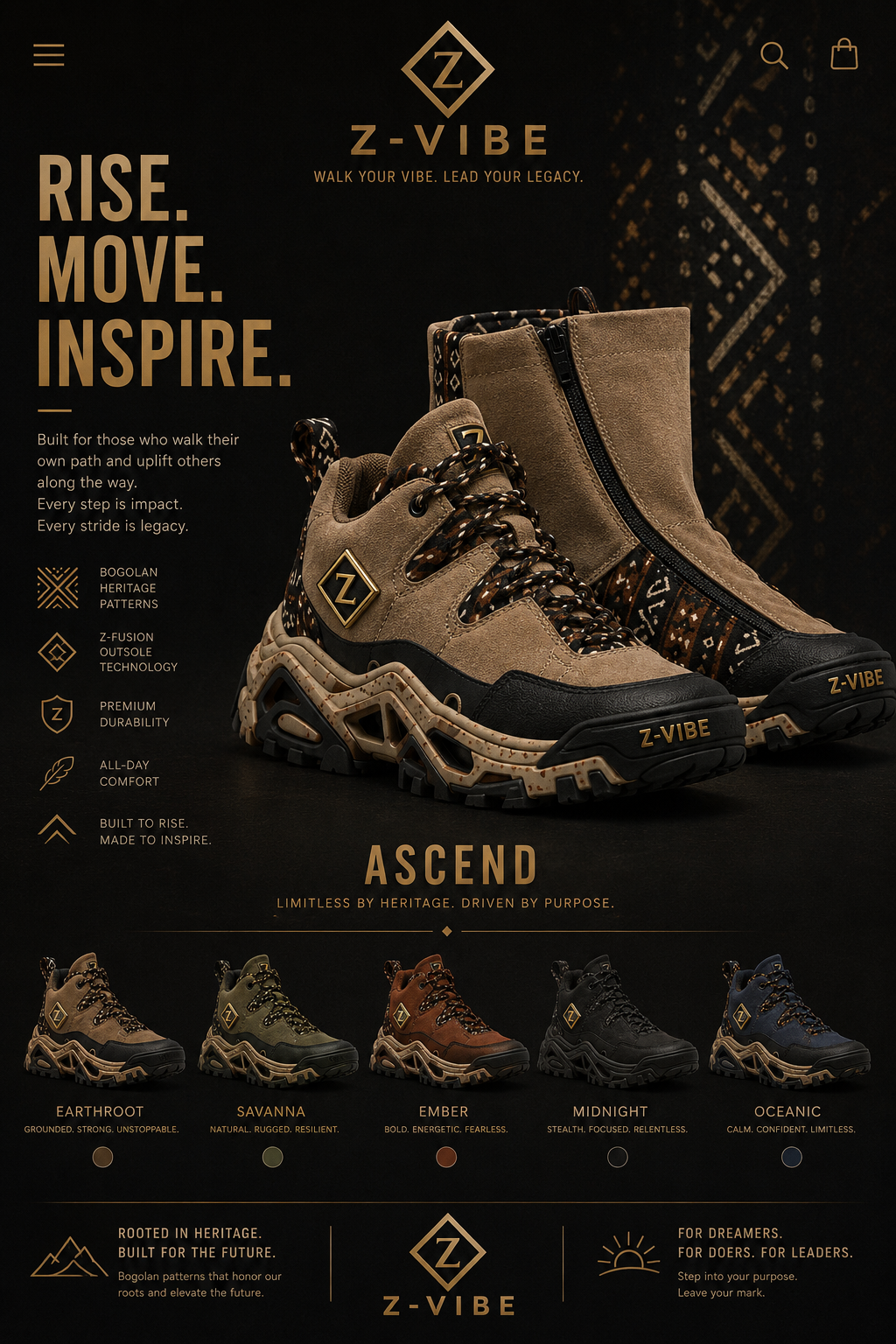 Ascend Mid Heritage Boot — Men, 02 Left (view 2 of 7). Left profile: sole stack height, midsole line and the medial side panel.