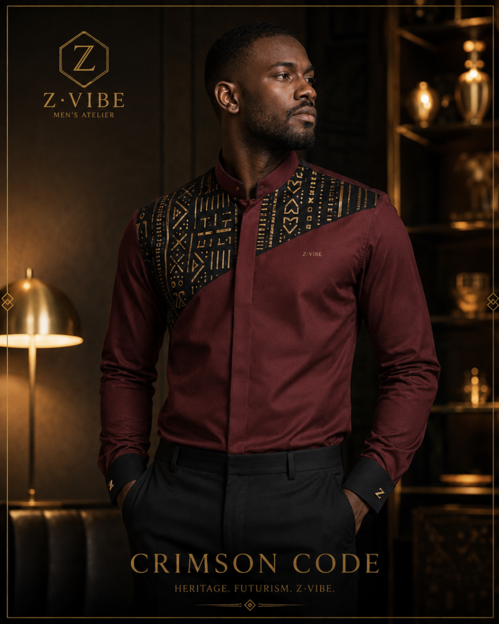 Crimson Code Yoke Shirt design board
