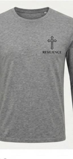 Resilience Long Sleeve — Men — Men · Z-Vibe Jersey seven-view specification plate; showing 01 Front, 02 Left, 03 Right, 04 Back, 05 Interior, 06 Inner tags, 07 Fabric detail. — 01 Front, Heather Grey