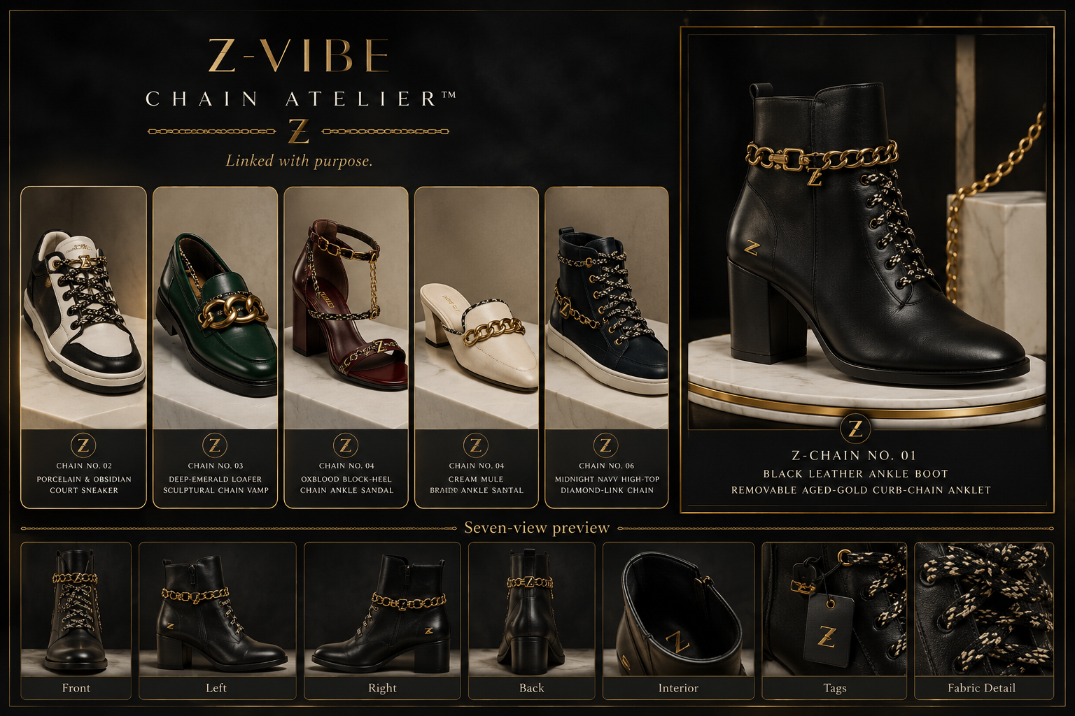 Z-Chain Atelier™ No. 01 Ankle Boot design board
