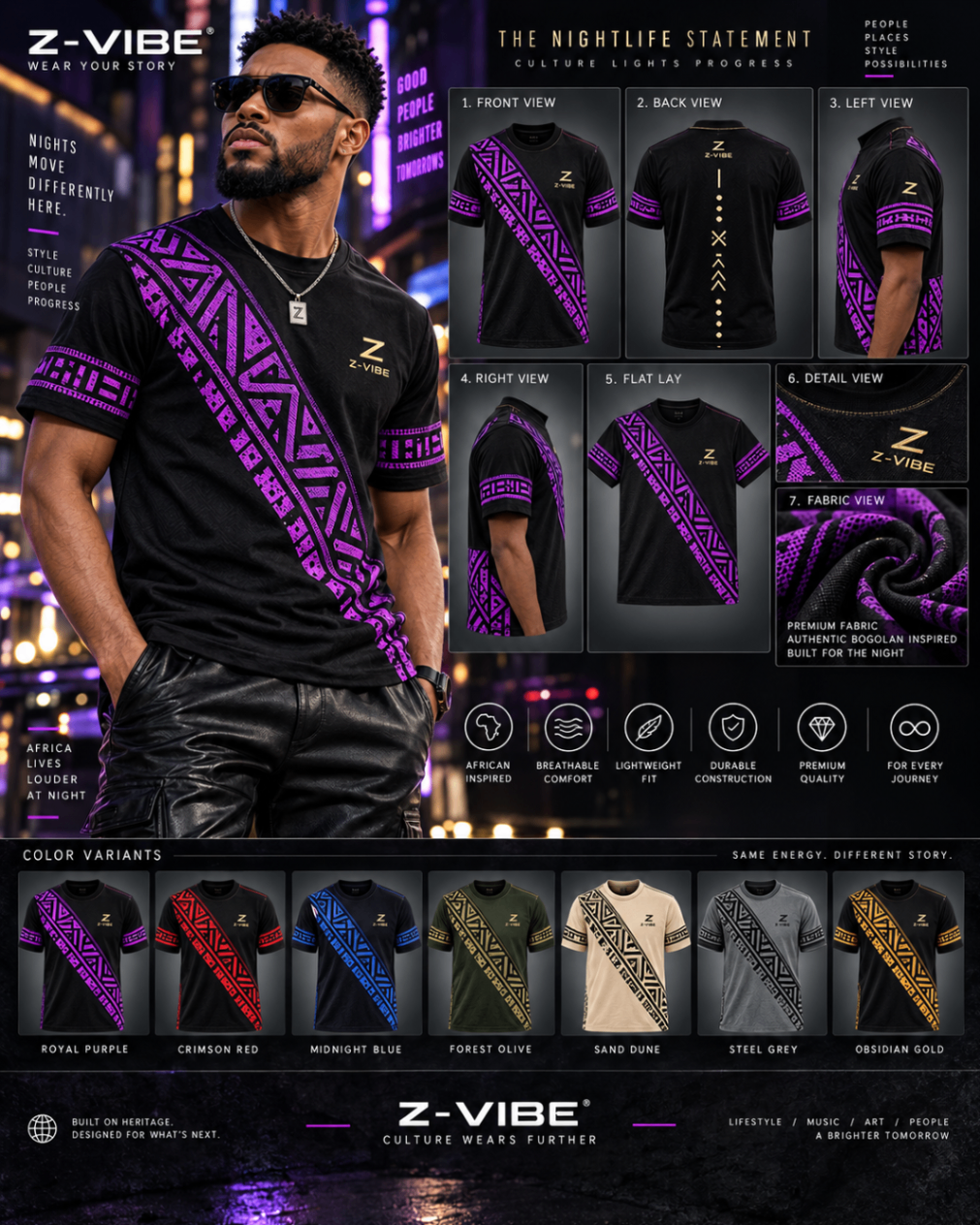 Nightlife Royal Purple Tee design board