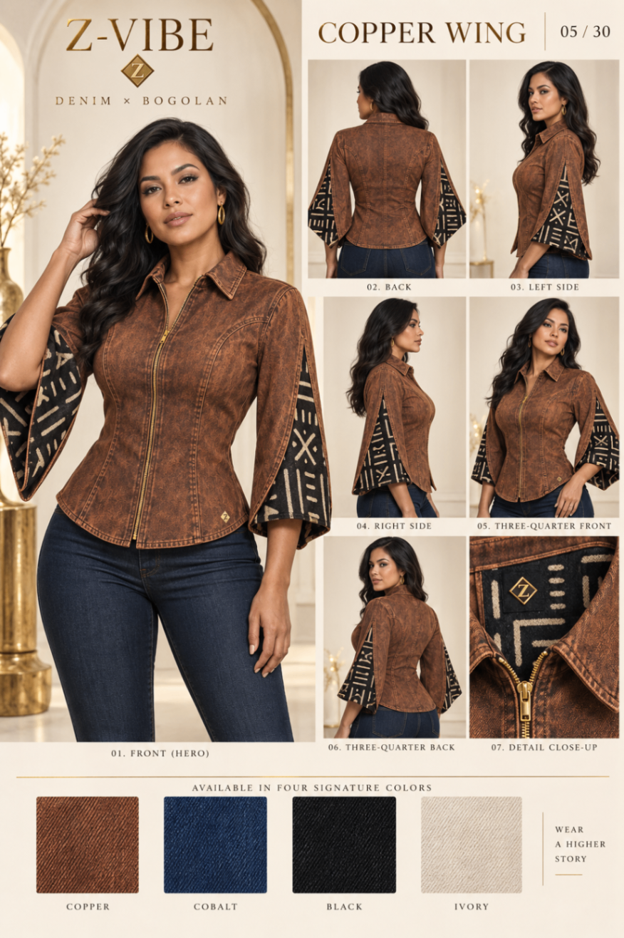 Z-Vibe Copper Wing™ Denim Top — Women — Product