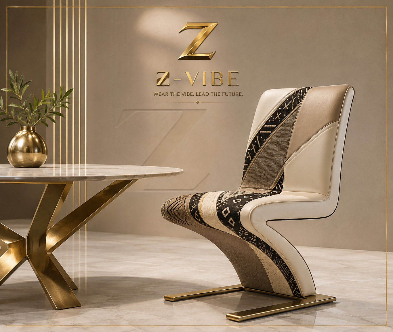 Mesa Dining Chair — Bogolan Leather — Front view