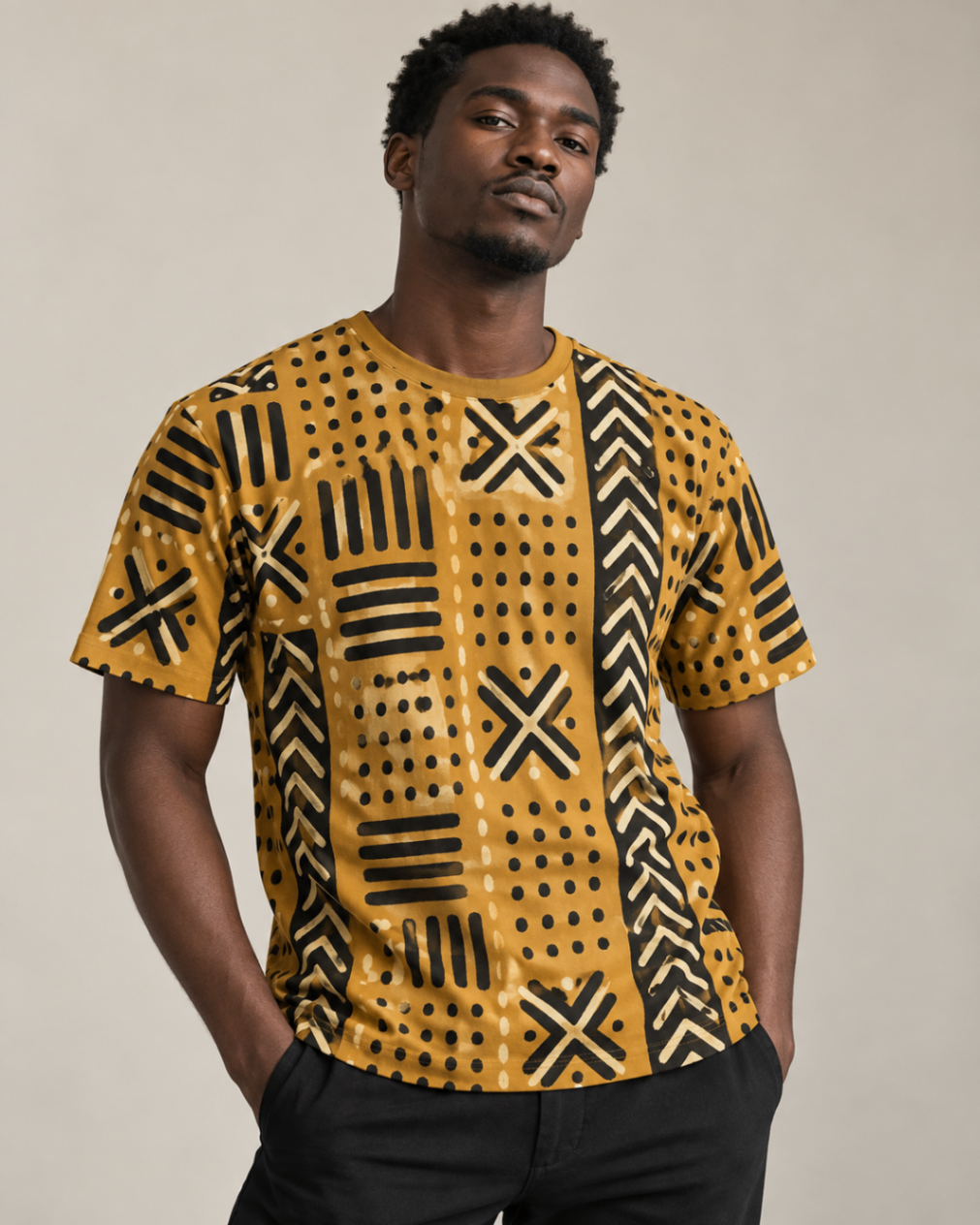 Ochre Mudcloth Field Tee design board