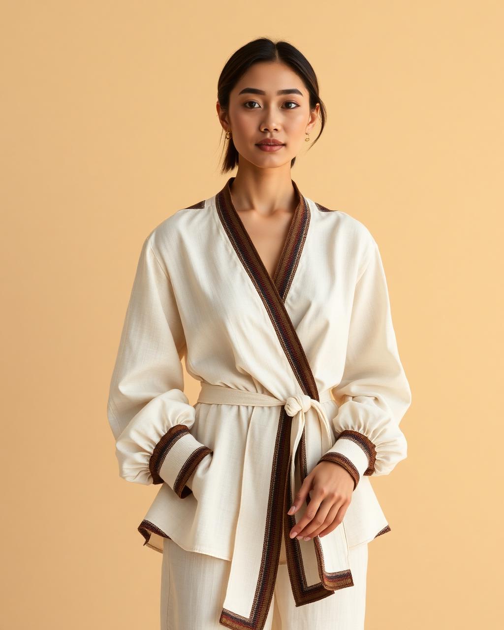 Zuri Wrap Blouse Ivory Heritage Edition — Women · Z-Vibe Bogolan Signature related style