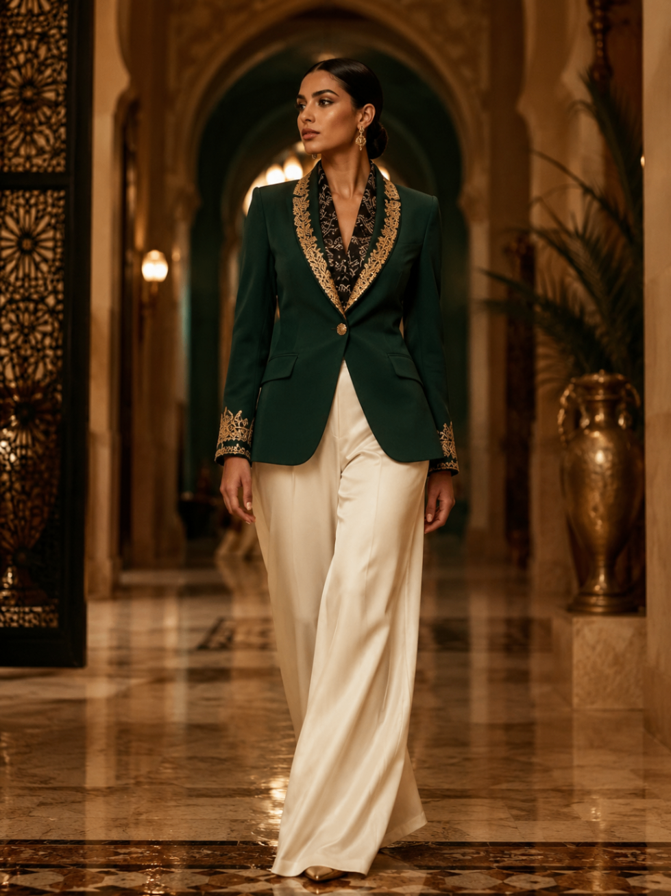 Emerald Gold Shawl Blazer design board