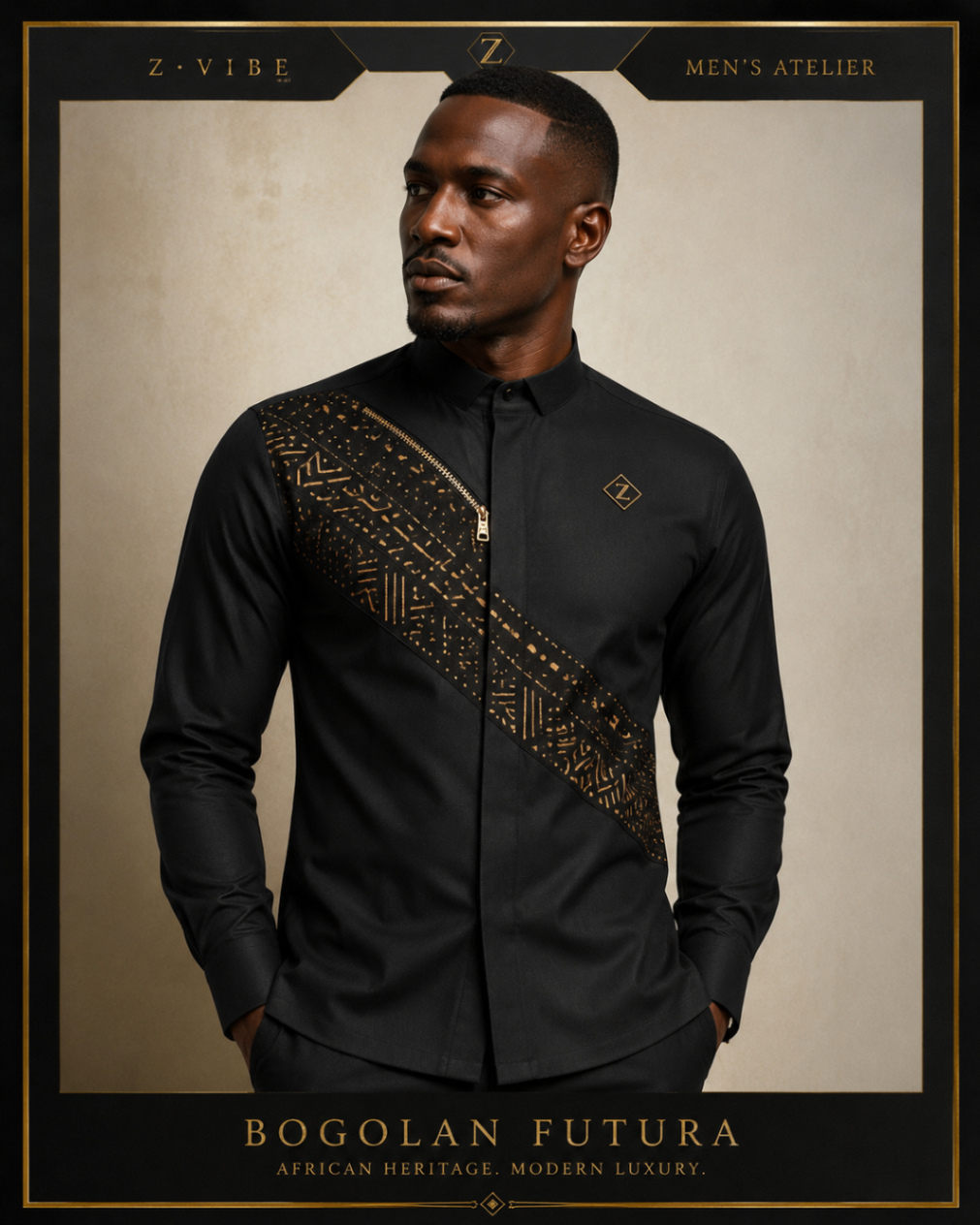 Onyx Gold Sash Zip Shirt design board