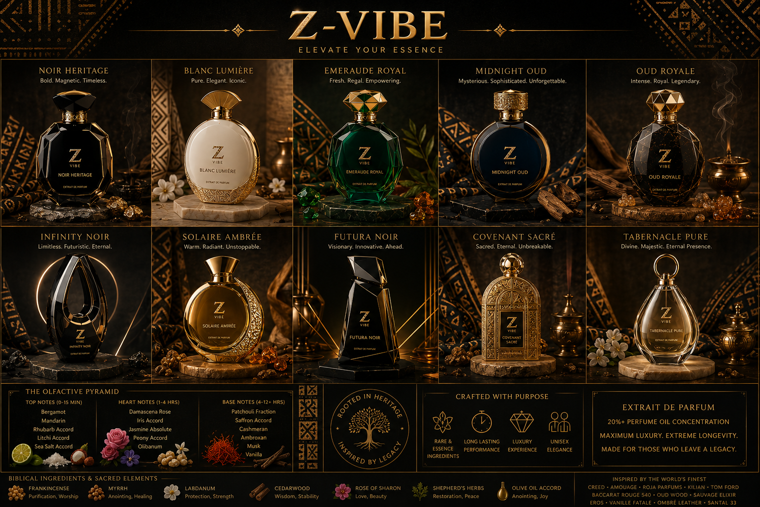 Z-VIBE Signature Fragrances full design board