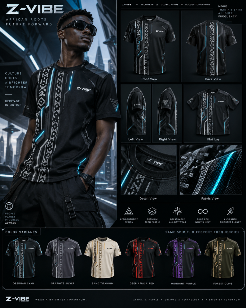 Techwear Cyan Future Tee design board
