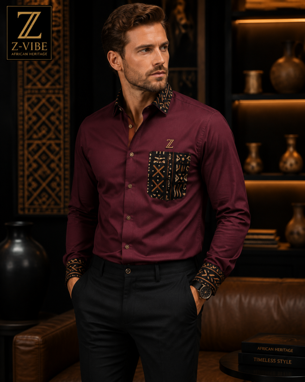 Burgundy Pocket Frame Shirt design board