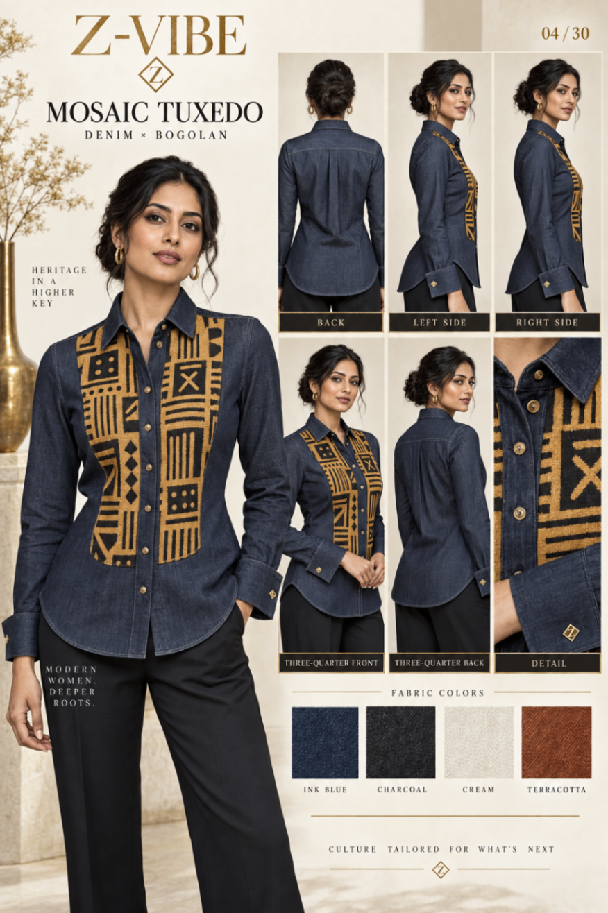 Z-Vibe Mosaic Tuxedo™ Denim Shirt — Women — Product