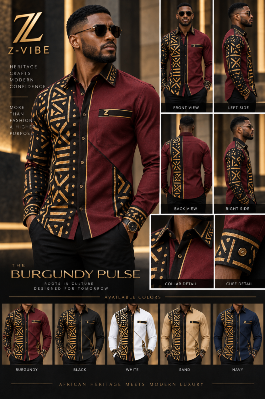 The Burgundy Cadence Shirt design board