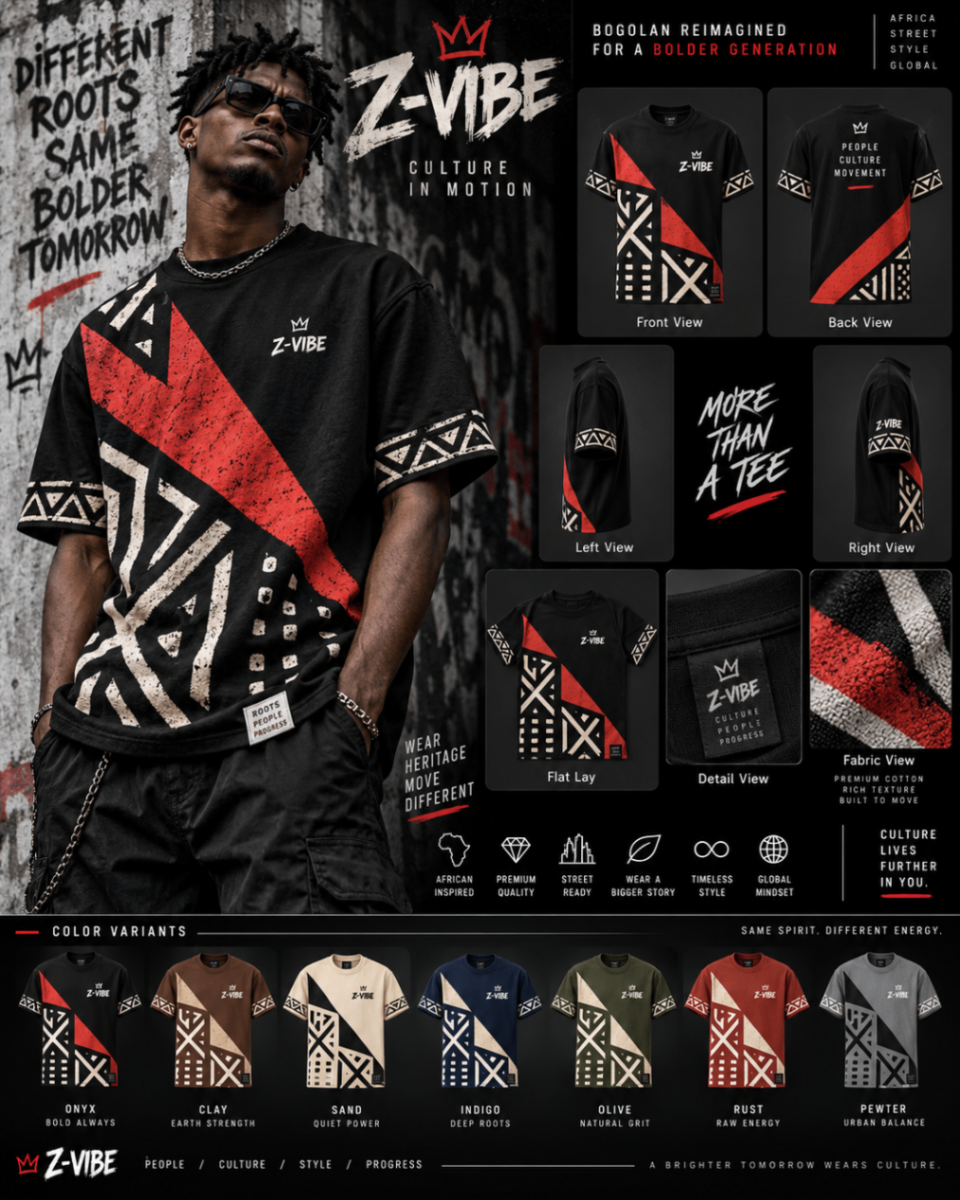 Bogolan Reimagined Red Tee design board
