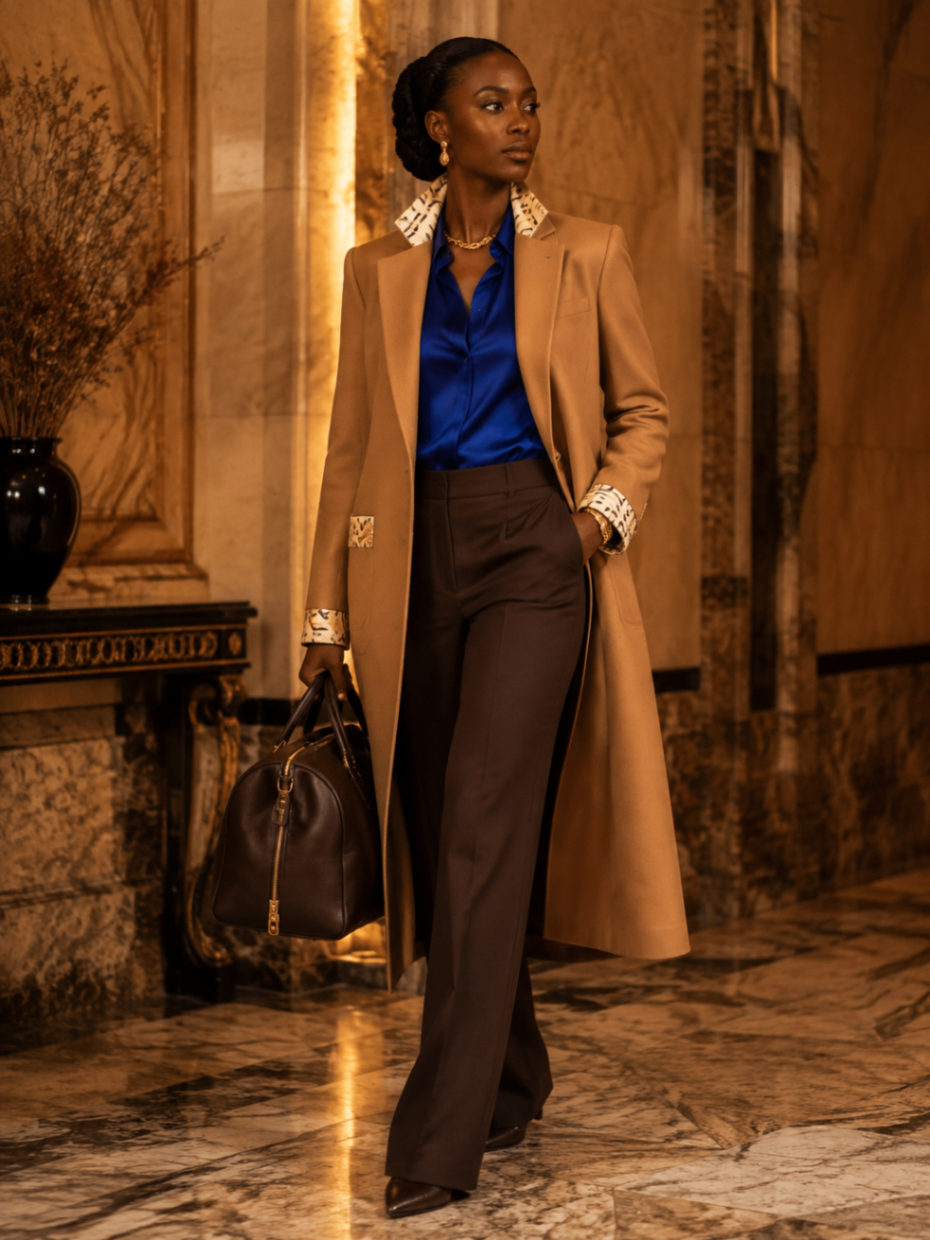 Camel Heritage Longline Coat design board