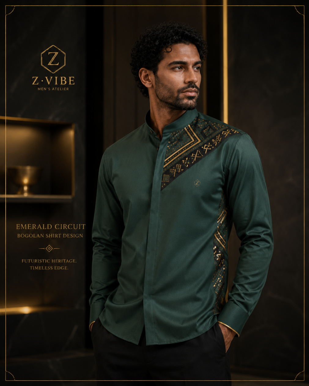 Emerald Circuit Bogolan Shirt design board