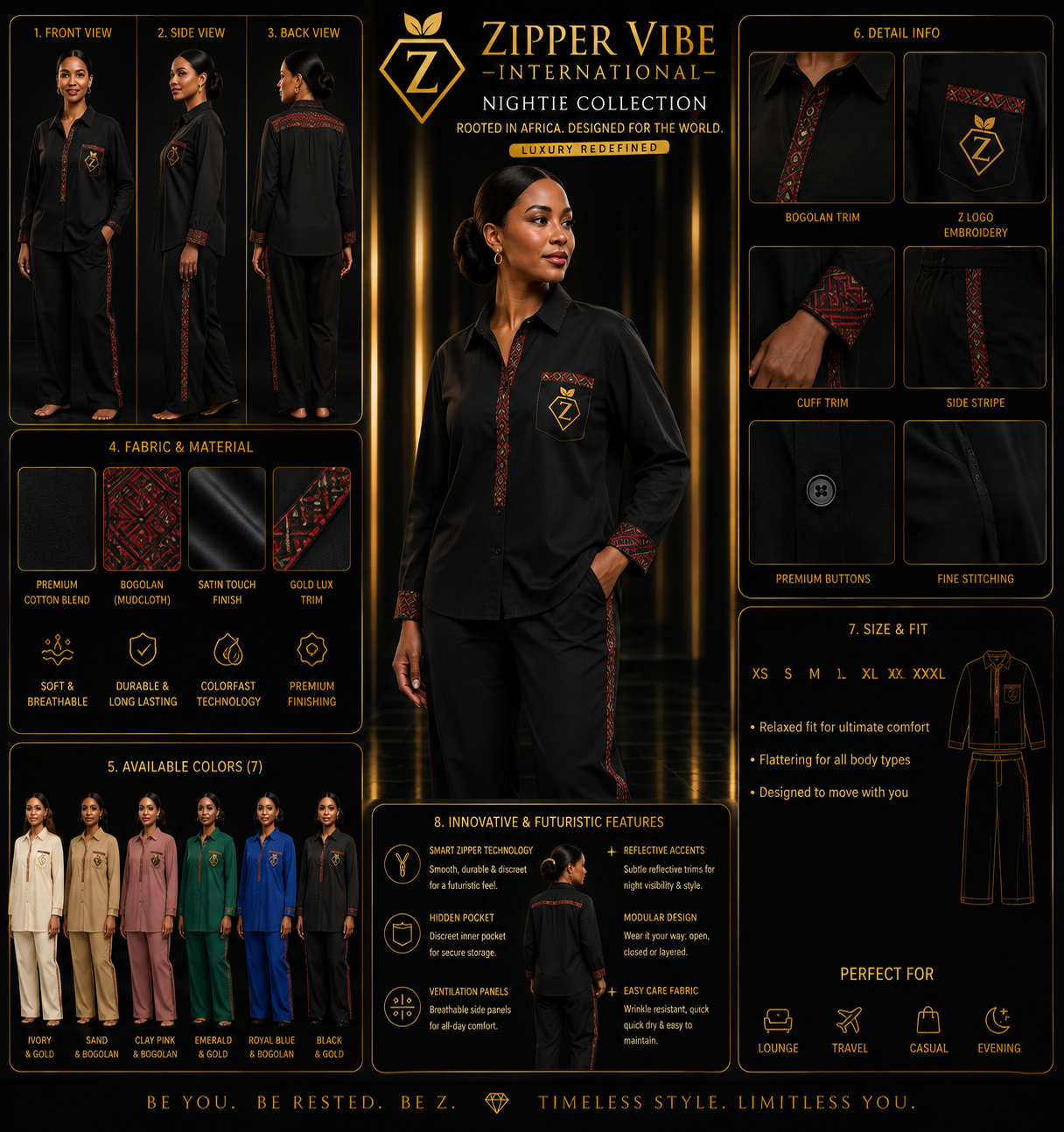 Obsidian Bazin Riche — worn view of the collection look