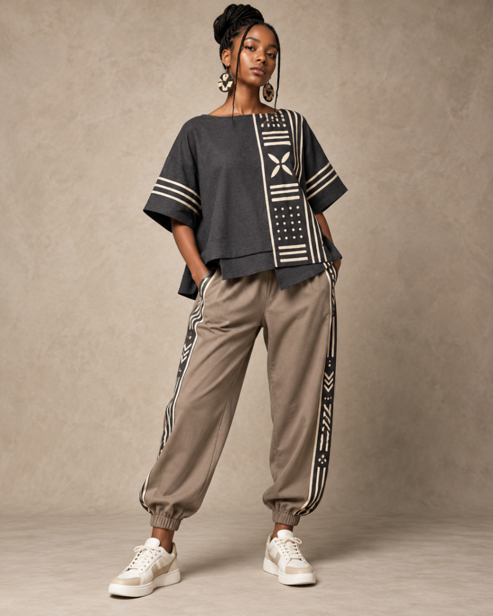 Charcoal Boxy Top & Taupe Joggers design board