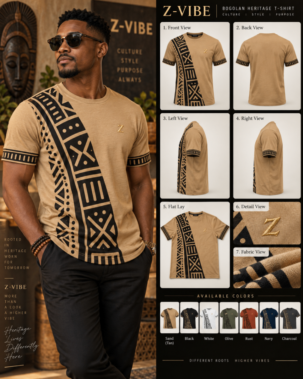 Sand Bogolan Heritage Tee design board