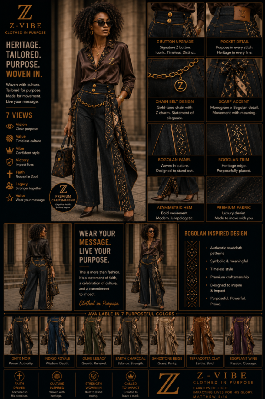 Heritage Denim & Satin Shirt Set design board