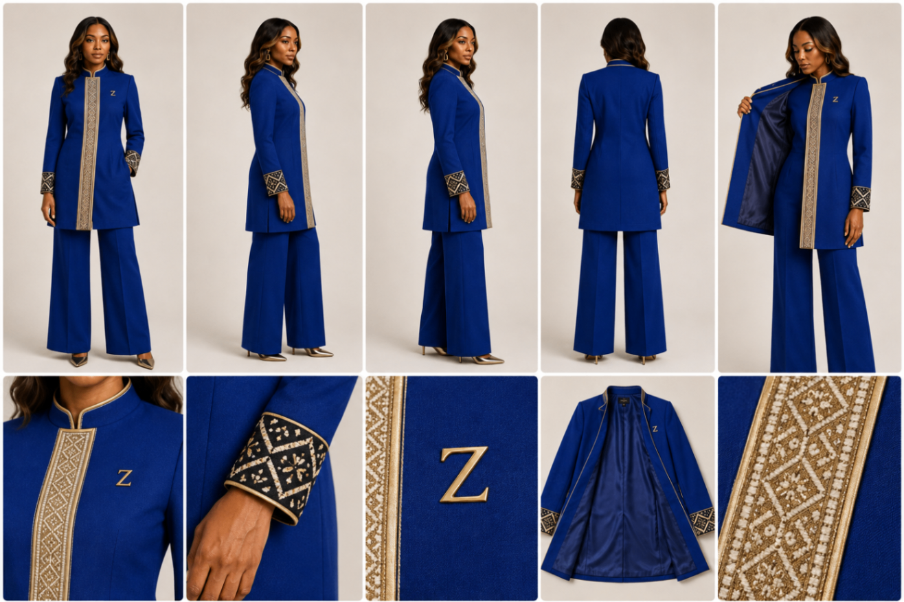 Cobalt Regal Tunic Suit design board