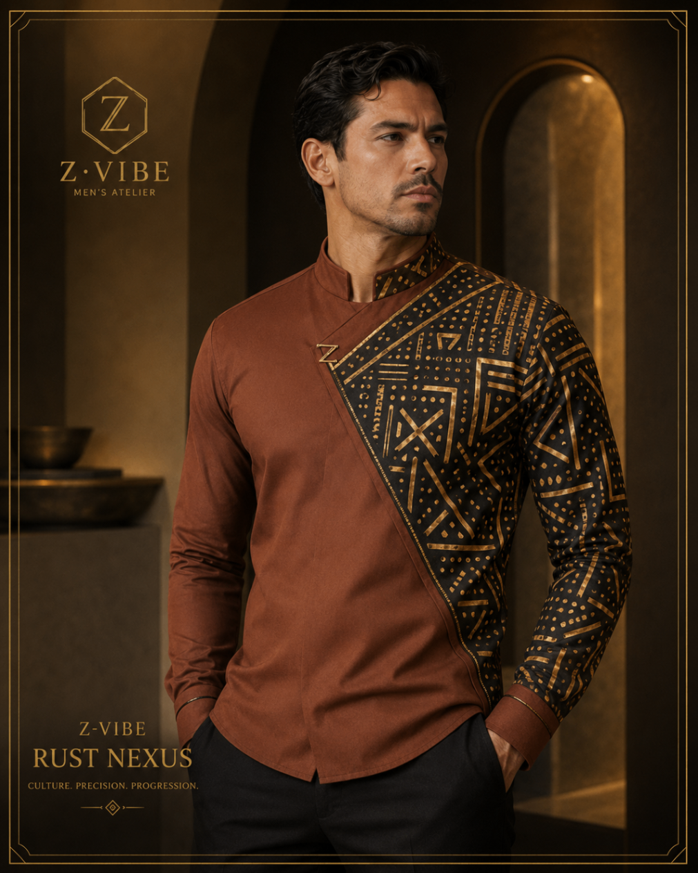 Rust Nexus Bogolan Shirt design board
