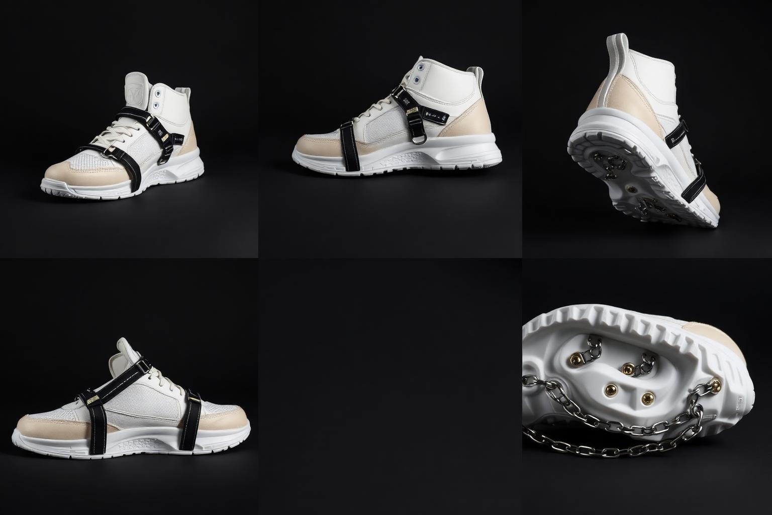 Z-Chain Empower Traction System — Men — Unisex · Z-Chain Snow Traction seven-view specification plate; showing 01 Front, 02 Left, 03 Right, 04 Back, 05 Interior, 06 Inner tags, 07 Fabric detail. — 01 Front, Ivory Chalk