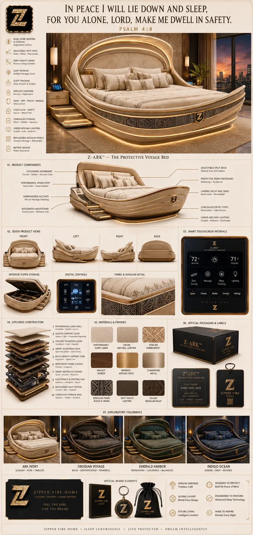 Psalm inscription on the Z-Ark™ Protective Voyage Bed design board
