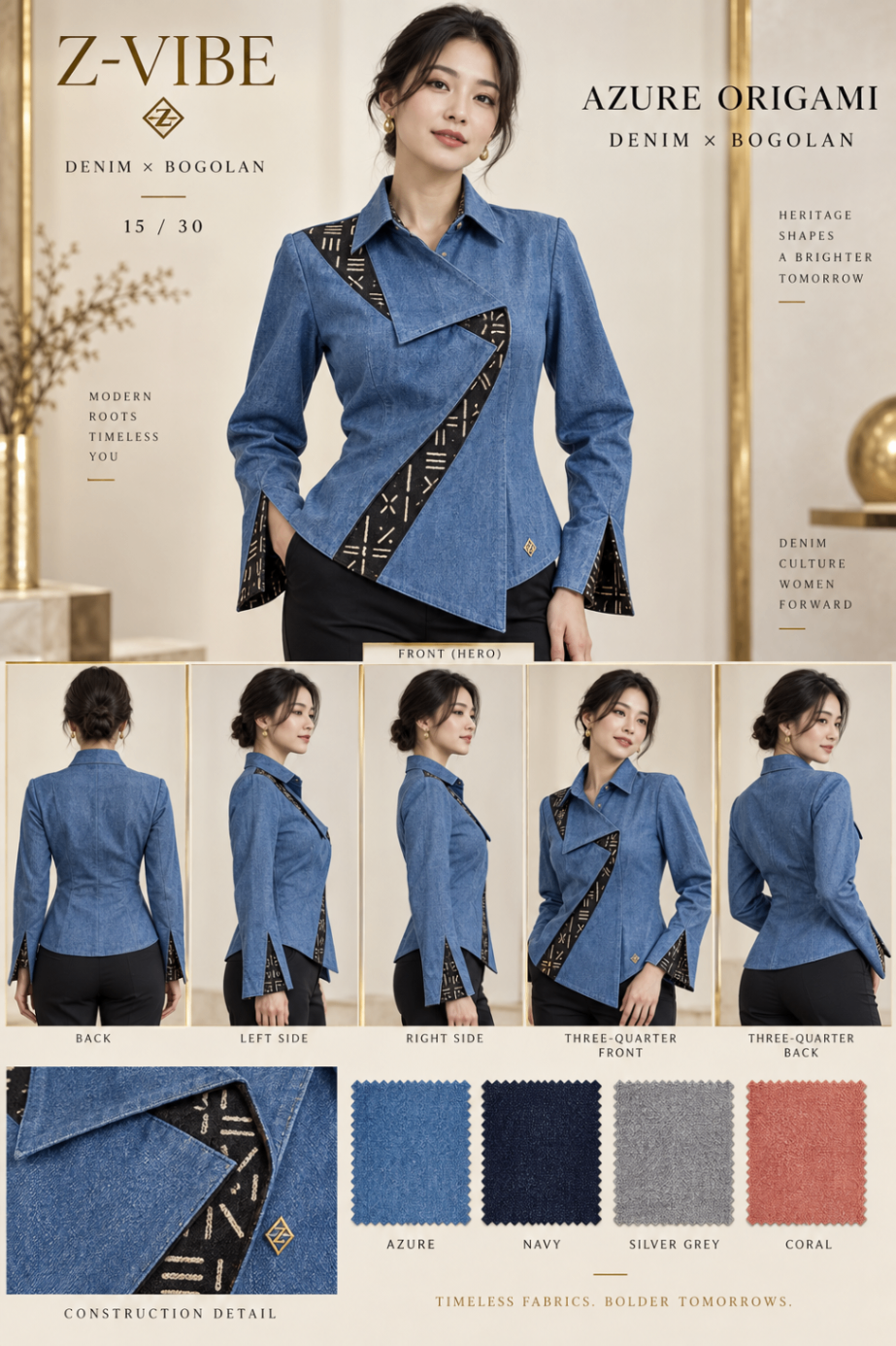 Z-Vibe Azure Origami™ Denim Jacket — Women — Product