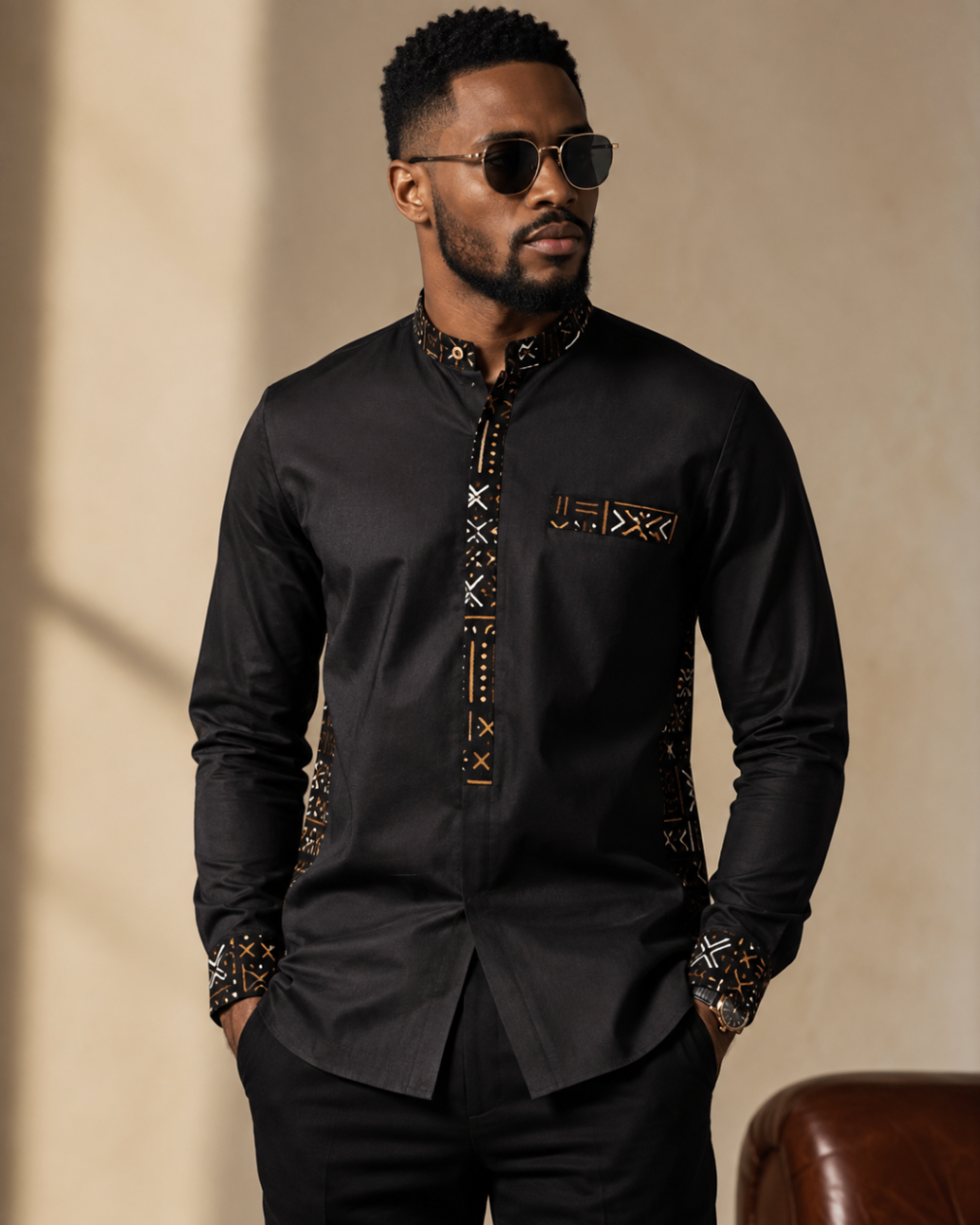 Onyx Mudcloth Trim Shirt design board