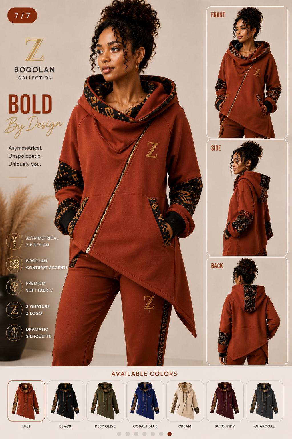 Bold By Design Asymmetric Hoodie™ design board