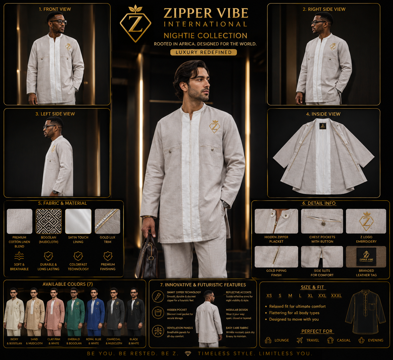 Fabric & Material — worn view of the collection look