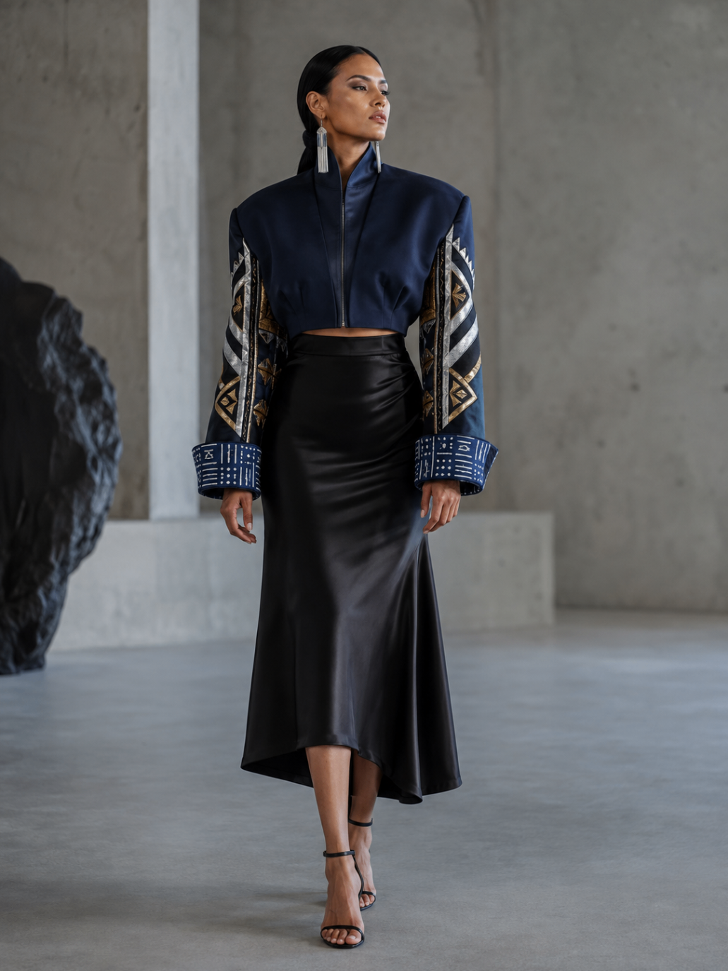 Navy Indigo Cropped Jacket design board