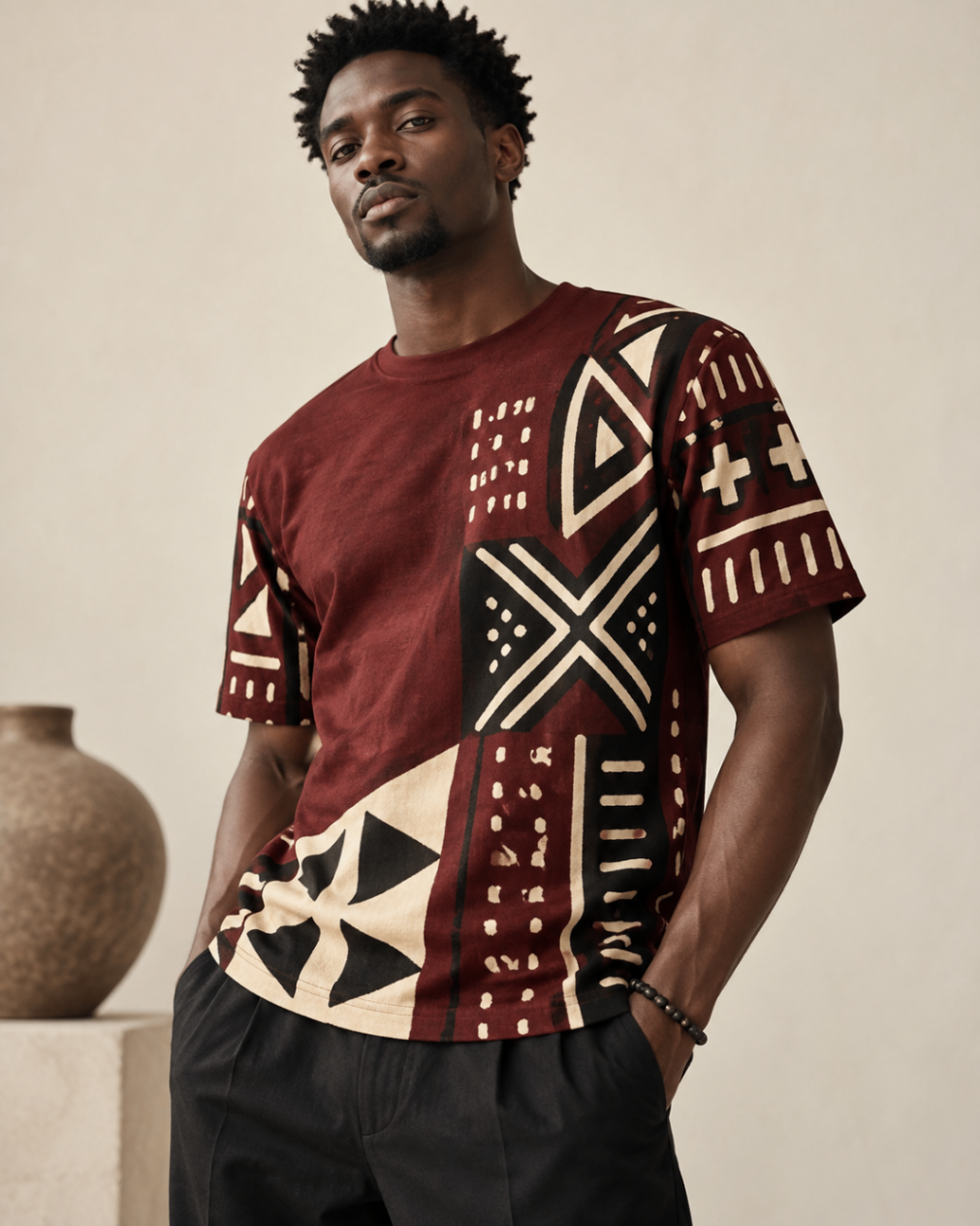 Crimson Patchwork Tee design board