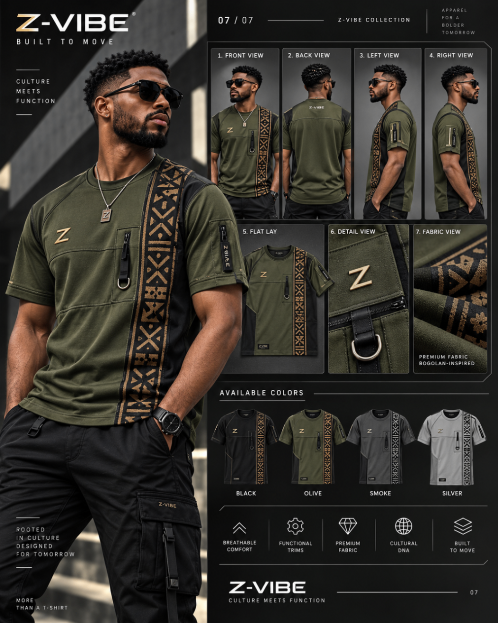 Utility Olive Motion Tee design board