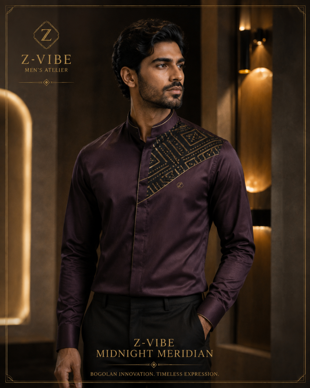 Midnight Meridian Yoke Shirt design board