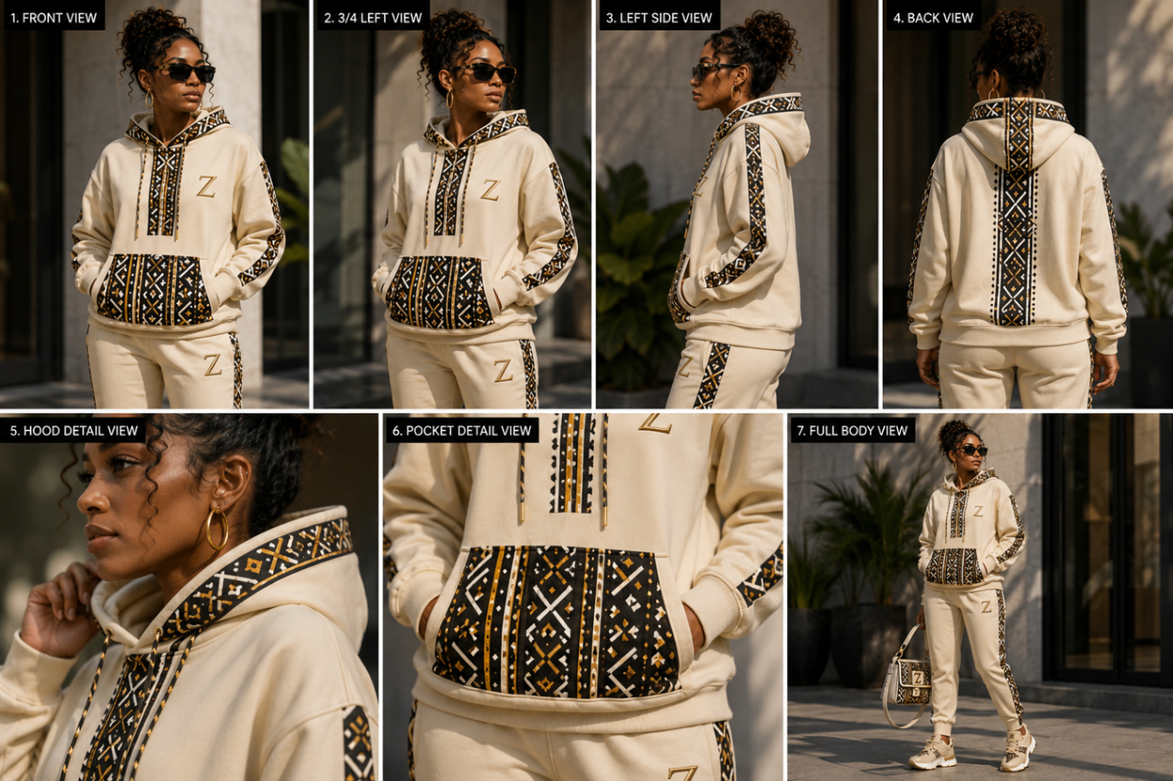 Bogolan Hoodie Set · Pearl Ivory design board
