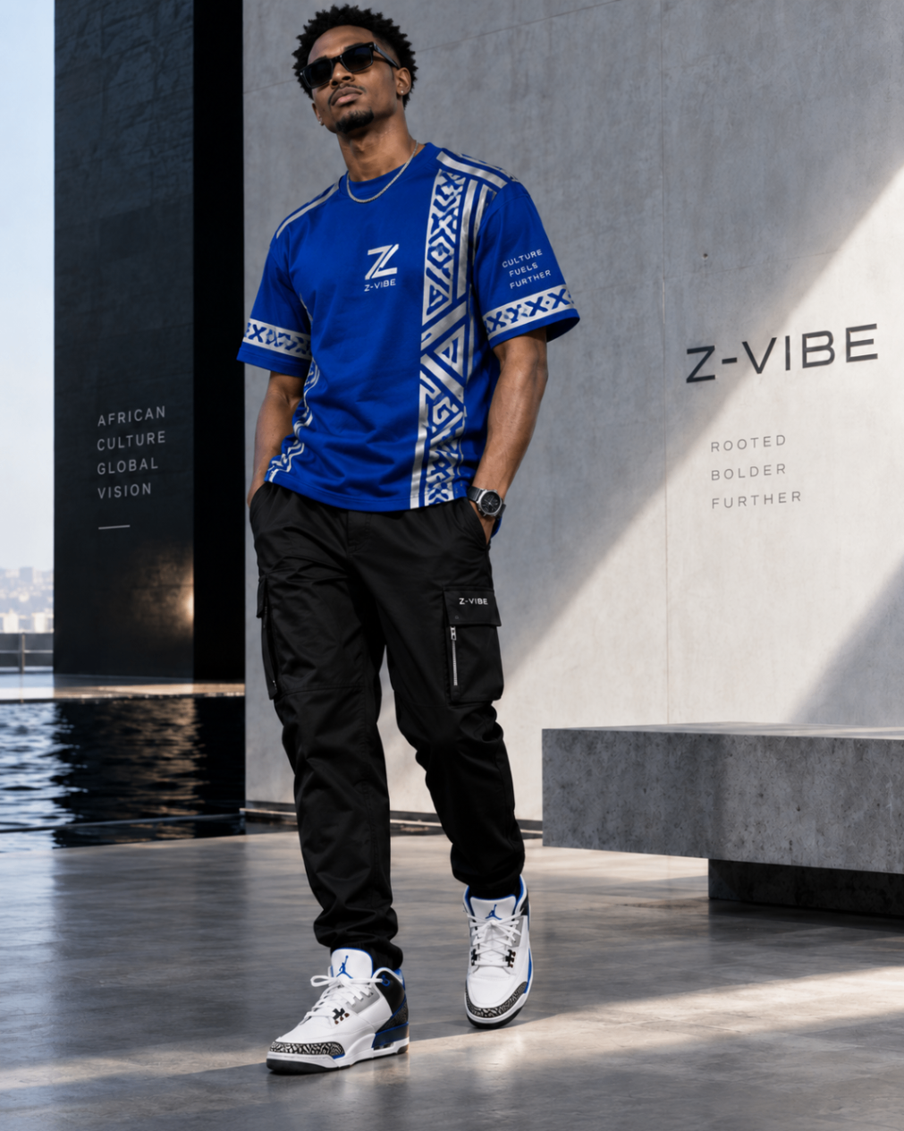 Cobalt Silver Panel Tee design board