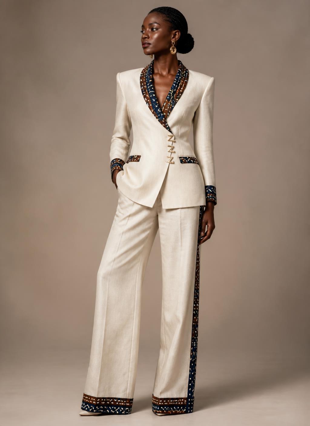 Women · Z-Vibe Linen Atelier Heritage — approved Z-Vibe design board with Bogolan detailing