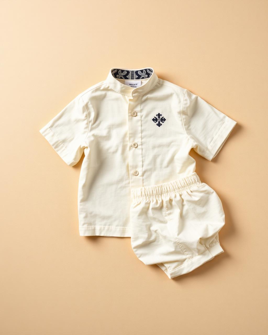 Ivory Prince Baby — Boys — House · Z-Vibe Baby Linen Heritage™ seven-view specification plate; showing 01 Front, 02 Left, 03 Right, 04 Back, 05 Interior, 06 Inner tags, 07 Fabric detail. — 01 Front, Ivory Light