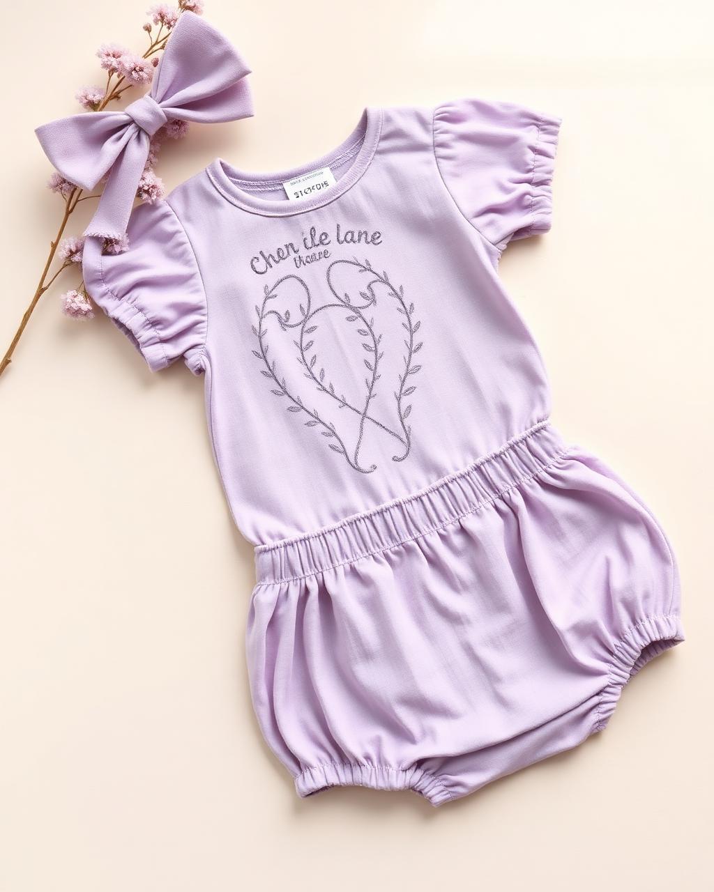 Lilac Joy — Girls — House · Z-Vibe Baby Linen Heritage™ seven-view specification plate; showing 01 Front, 02 Left, 03 Right, 04 Back, 05 Interior, 06 Inner tags, 07 Fabric detail. — 01 Front, Lilac
