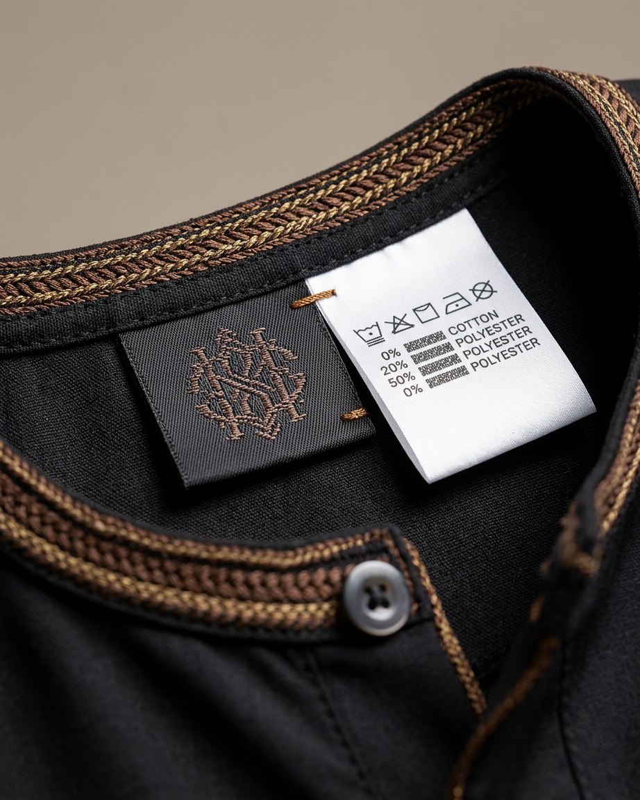 Black Legacy Tee — Men, 06 Inner tags (view 6 of 7). Inner tags: size scale, atelier reference and care instructions.