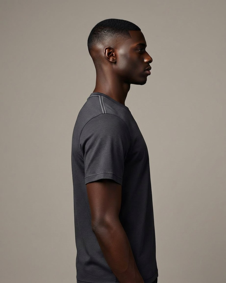 Bogolan Edge Tee — Men, 03 Right (view 3 of 7). Right profile: waist shaping, pocket line and the house Z mark.
