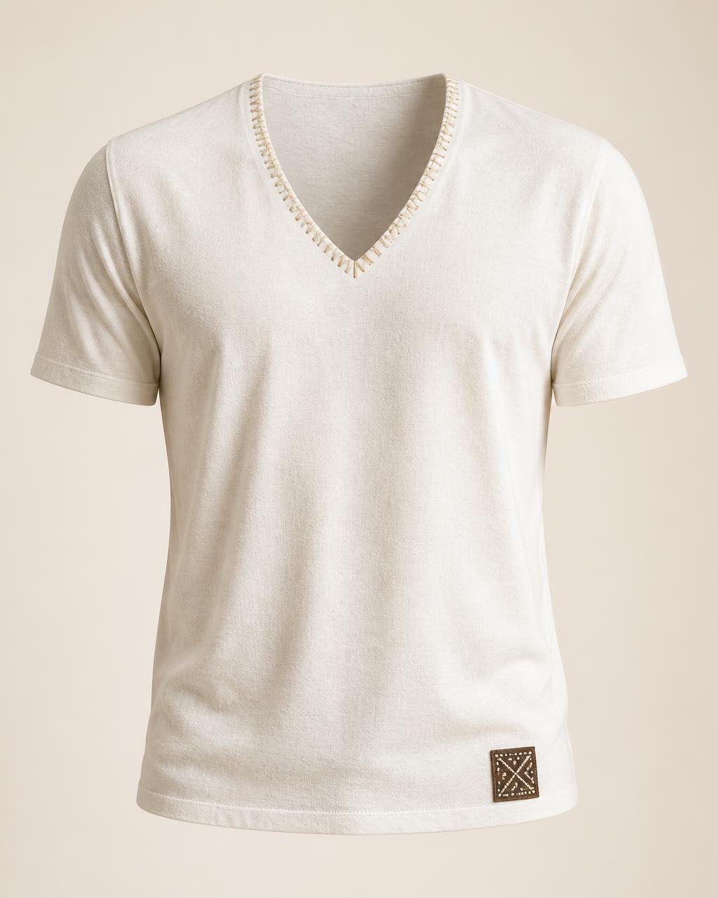 Bone Whipstitch V-Neck design board