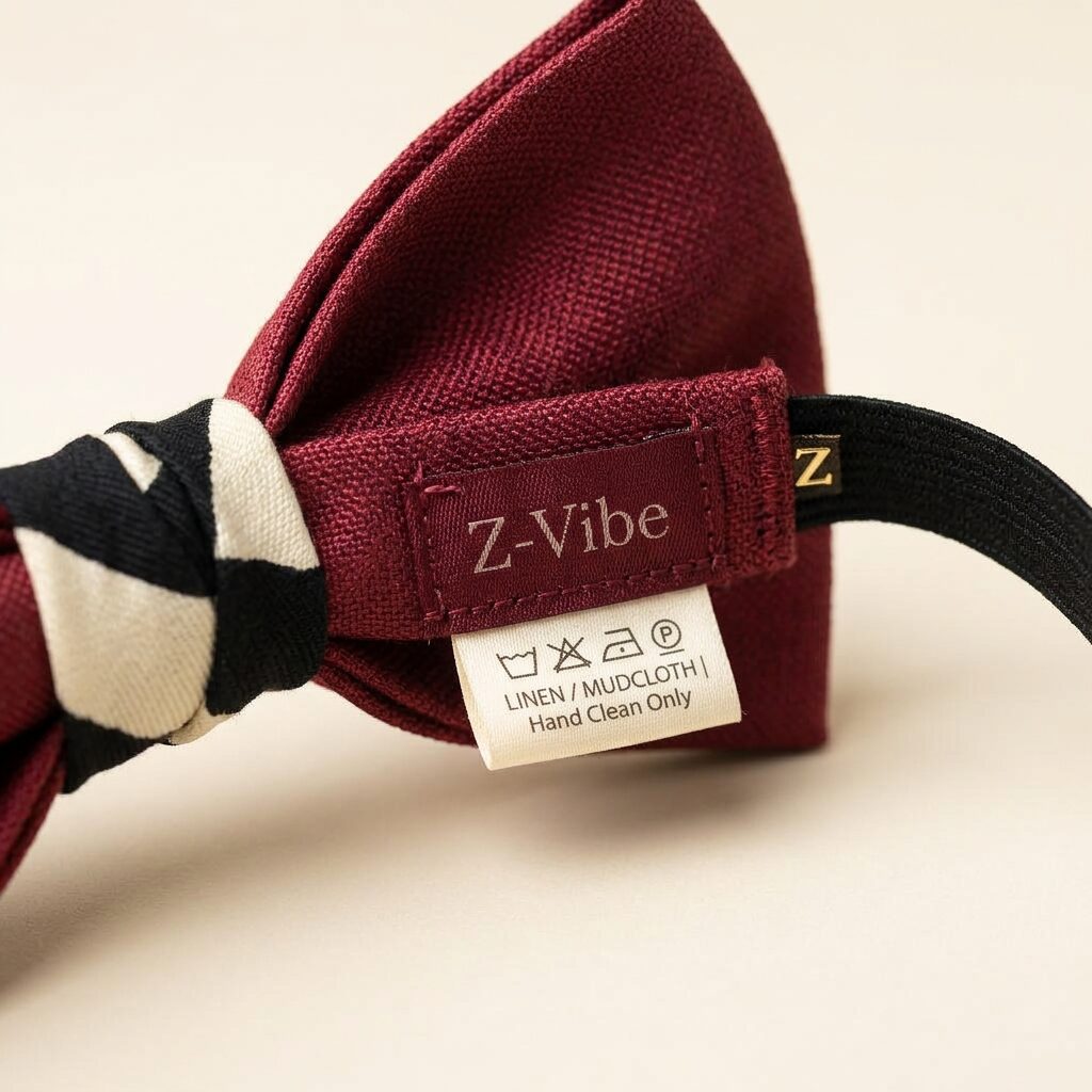 Ceremony Bow Tie — Men, 06 Inner tags (view 6 of 7). Hardware and label: closure mechanism, atelier reference and care instructions.