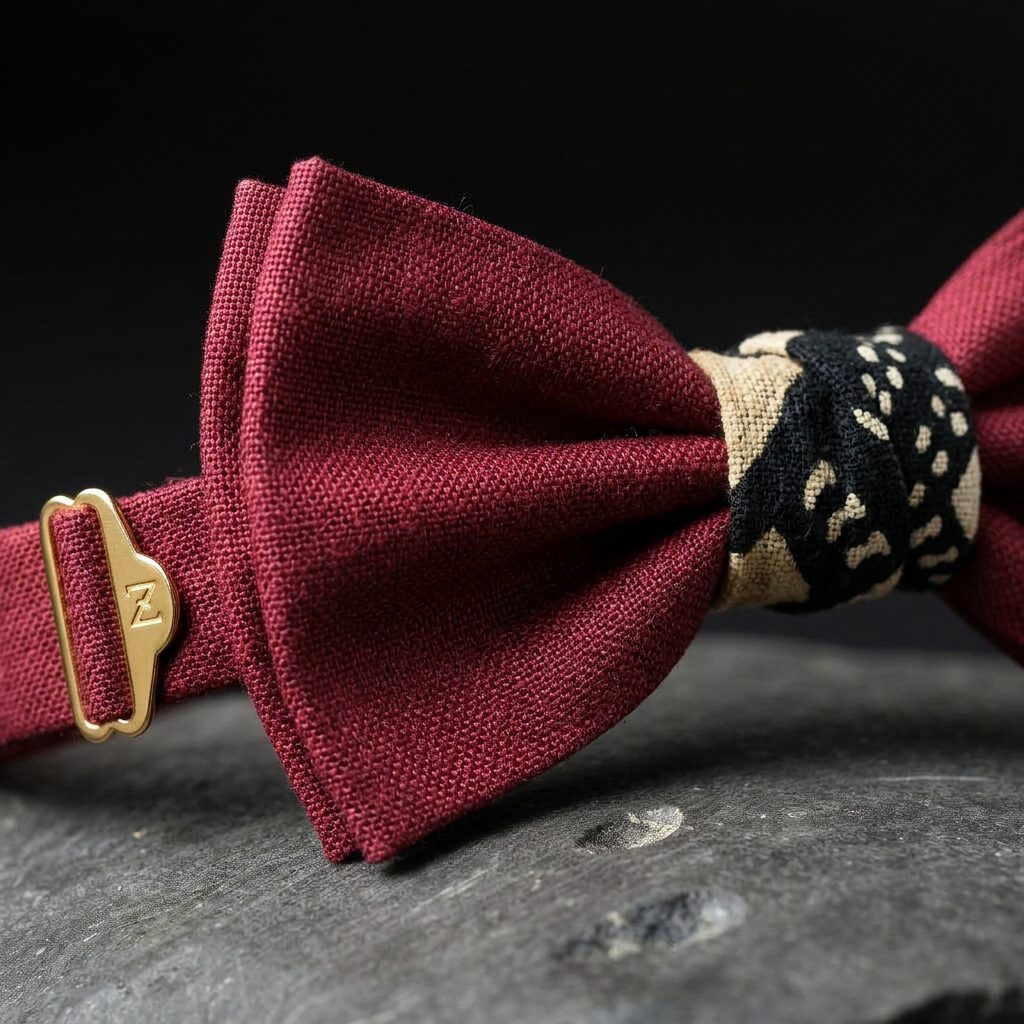 Ceremony Bow Tie — Men, 07 Fabric detail (view 7 of 7). Material detail: close study of the leather or cloth and the hand-printed motif.