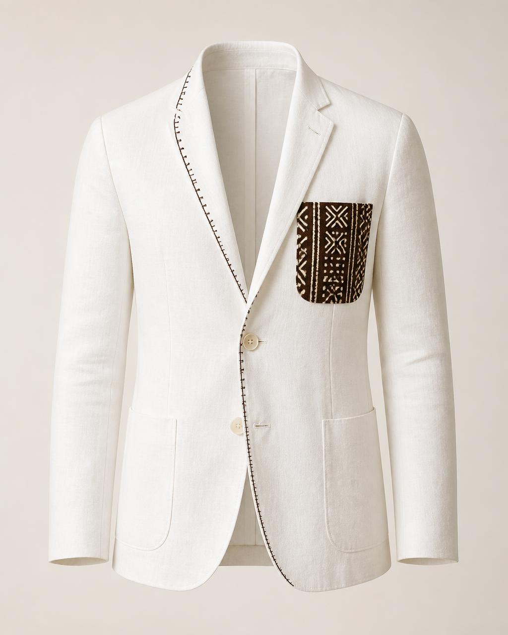 Chalk Mudcloth Pocket Blazer design board