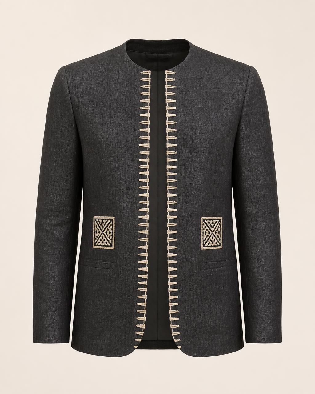 Charcoal Collarless Blazer design board