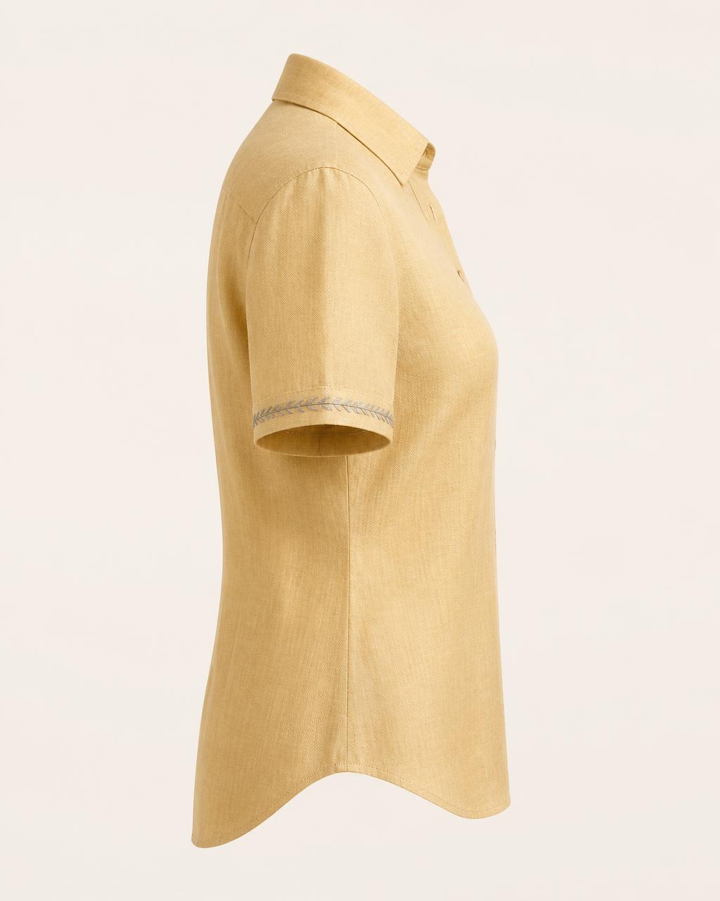Chest Rail Linen Shirt — Women, 03 Right (view 3 of 7). Right profile: waist shaping, pocket line and the house Z mark.