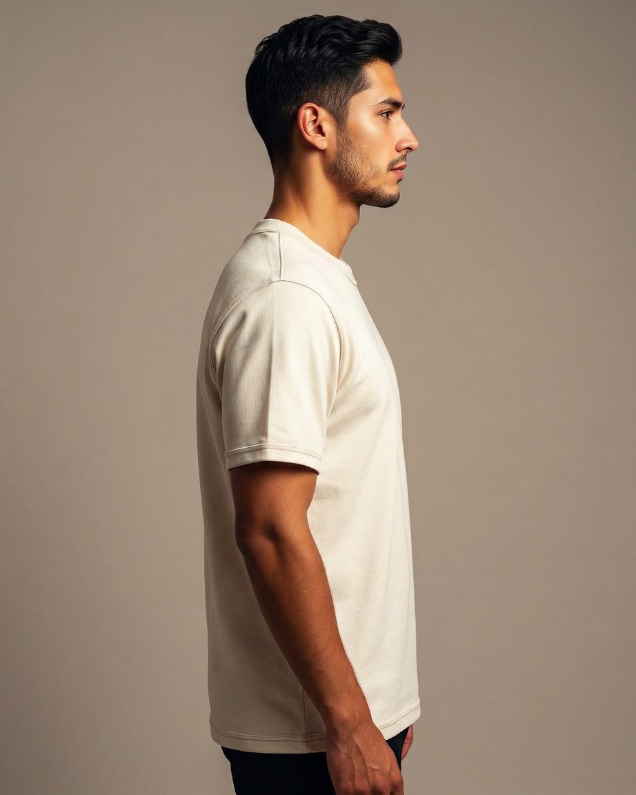 Classic Linen Tee — Men, 03 Right (view 3 of 7). Right profile: waist shaping, pocket line and the house Z mark.