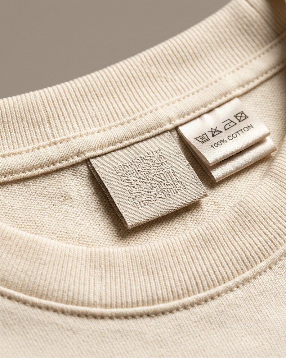 Classic Linen Tee — Men, 06 Inner tags (view 6 of 7). Inner tags: size scale, atelier reference and care instructions.